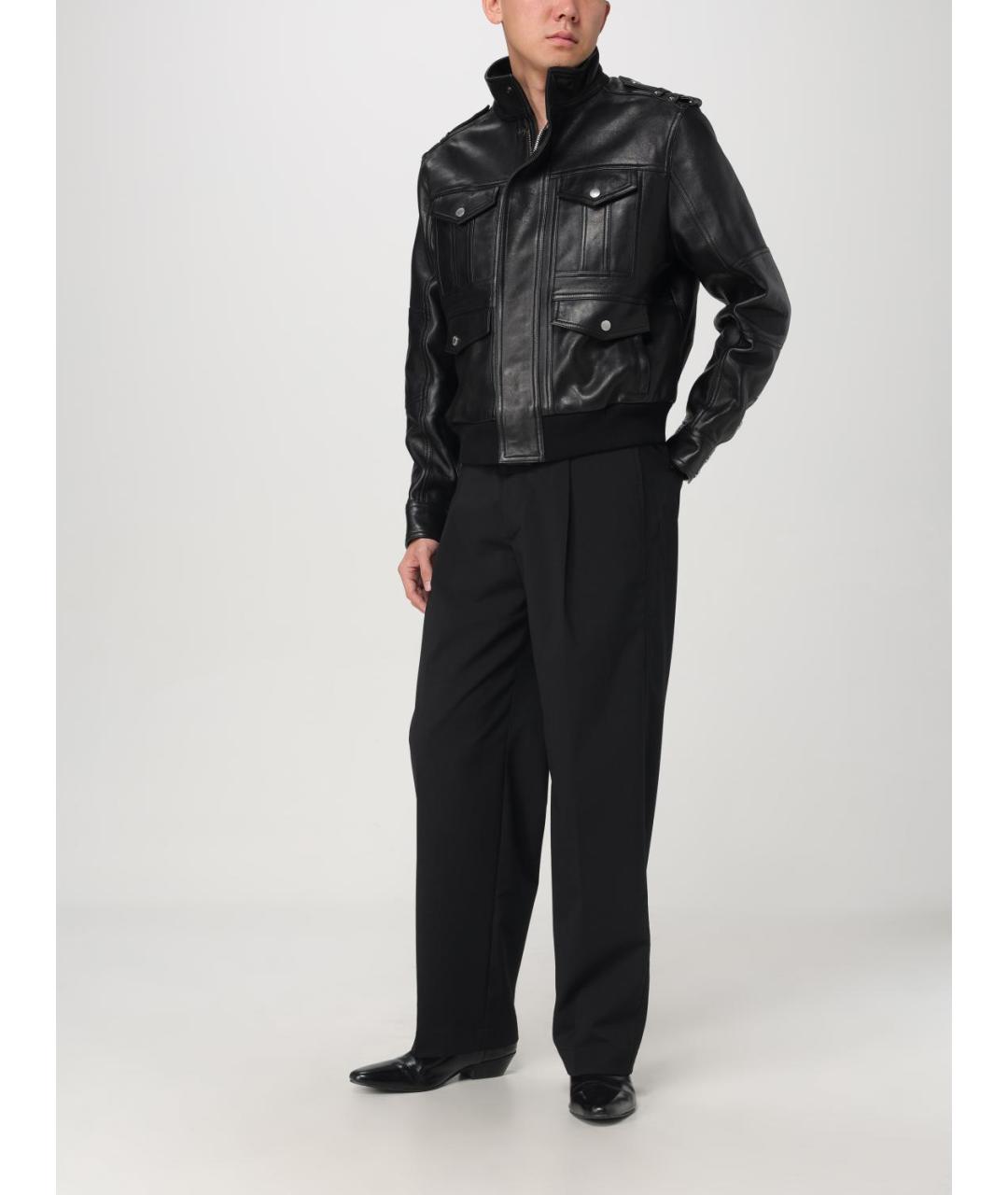 BALMAIN Черная кожаная куртка, фото 2