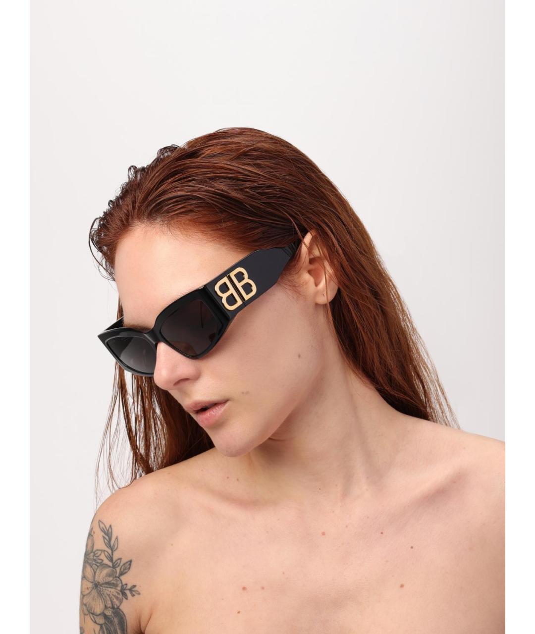 BALENCIAGA Черные пластиковые солнцезащитные очки, фото 2