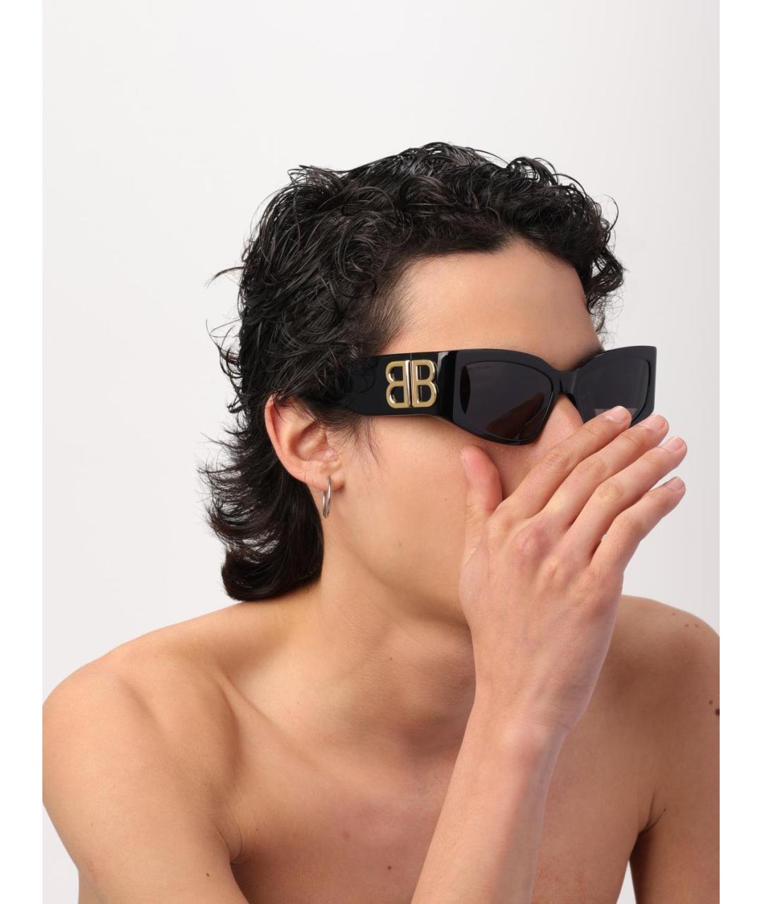 BALENCIAGA Черные пластиковые солнцезащитные очки, фото 3