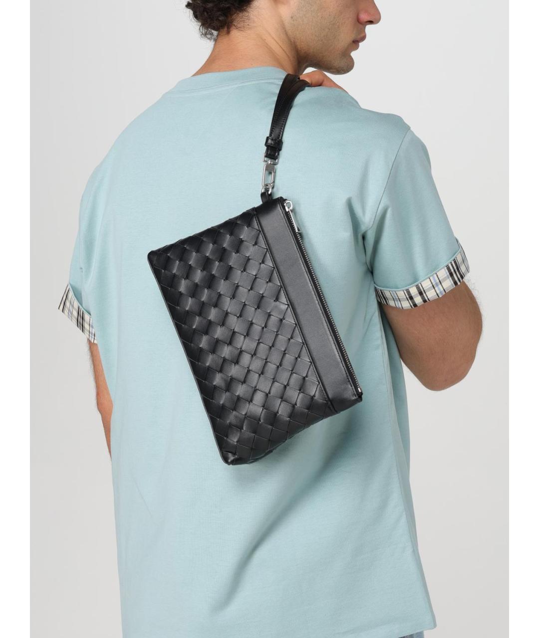 BOTTEGA VENETA Черная кожаная папка для документов, фото 2