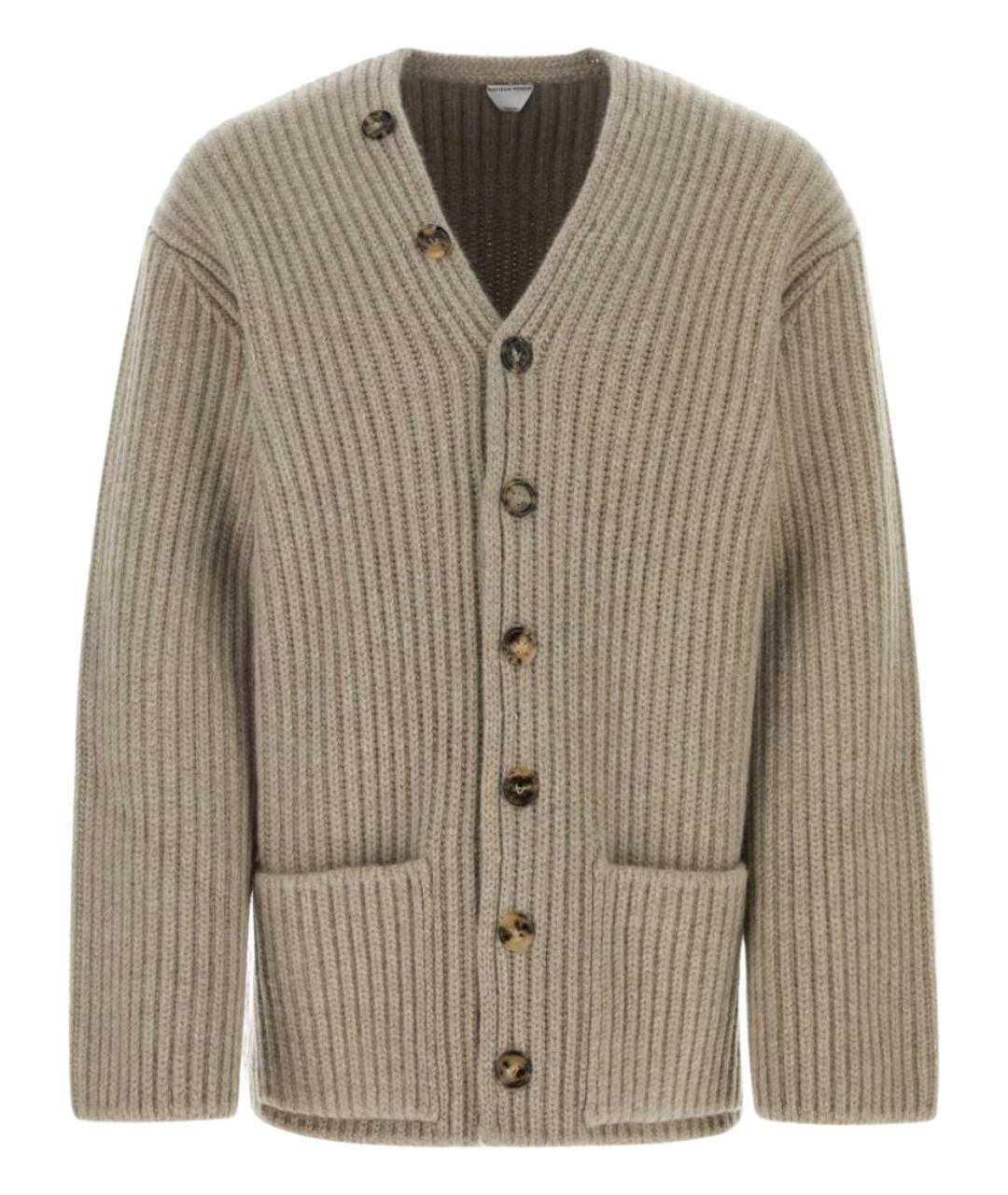 BOTTEGA VENETA Бежевый шерстяной кардиган, фото 1