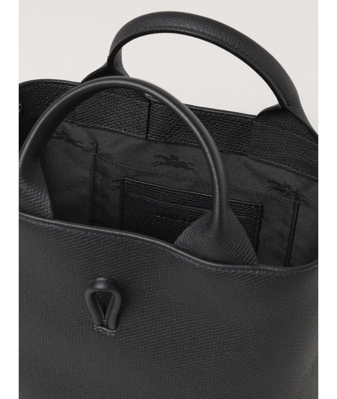 LONGCHAMP Черная кожаная сумка тоут, фото 3