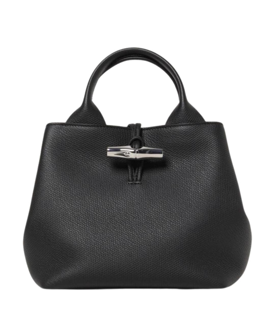 LONGCHAMP Черная кожаная сумка тоут, фото 1