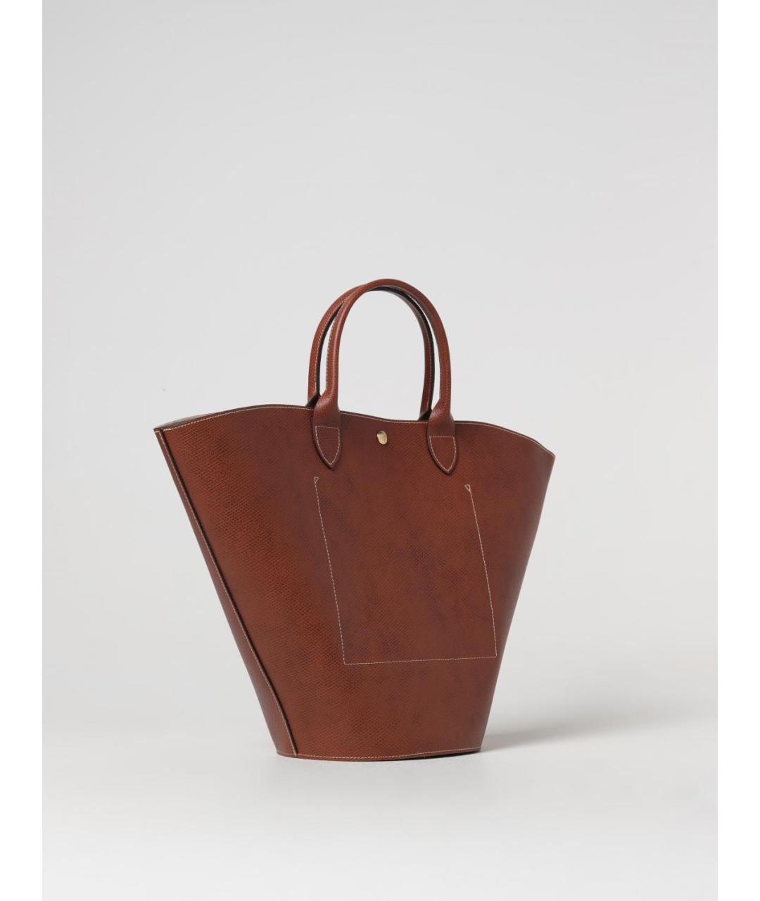 LONGCHAMP Коричневая кожаная сумка тоут, фото 2