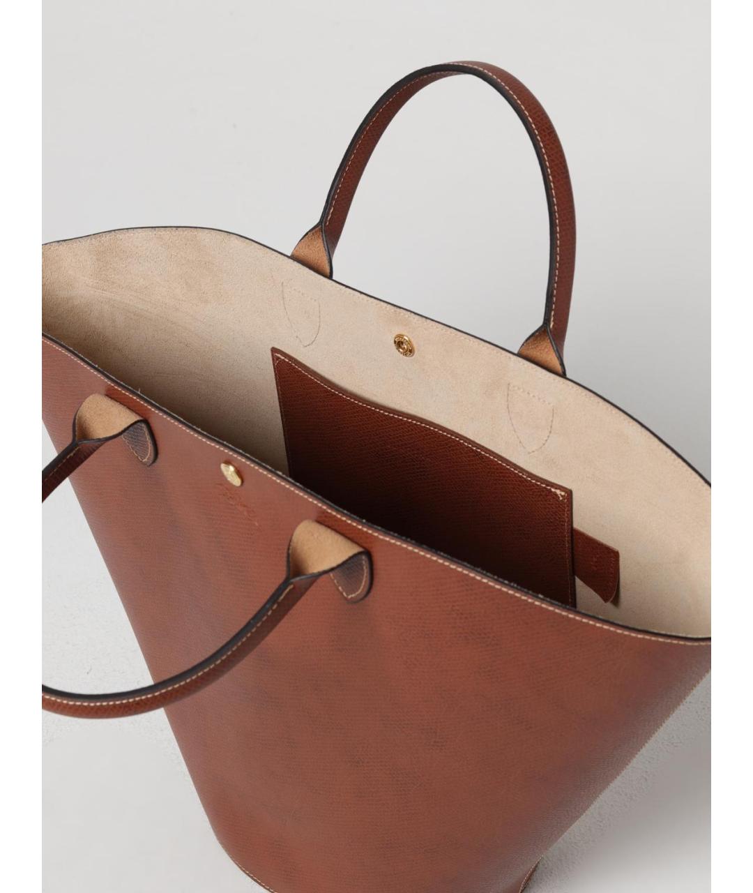 LONGCHAMP Коричневая кожаная сумка тоут, фото 3