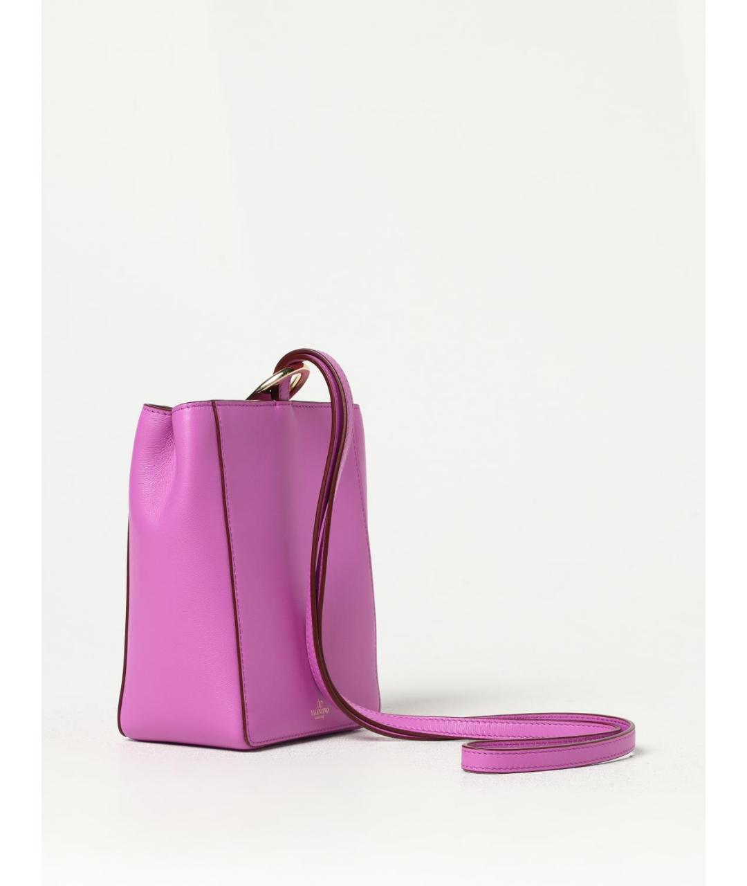 VALENTINO Фуксия кожаная сумка через плечо, фото 3