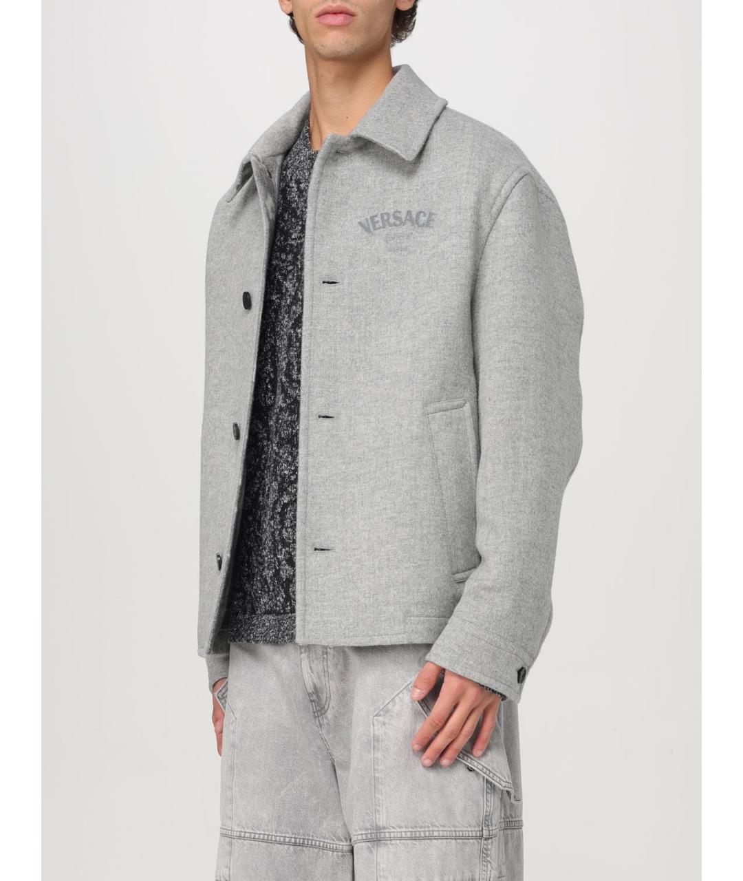 VERSACE Серая шерстяная куртка, фото 5