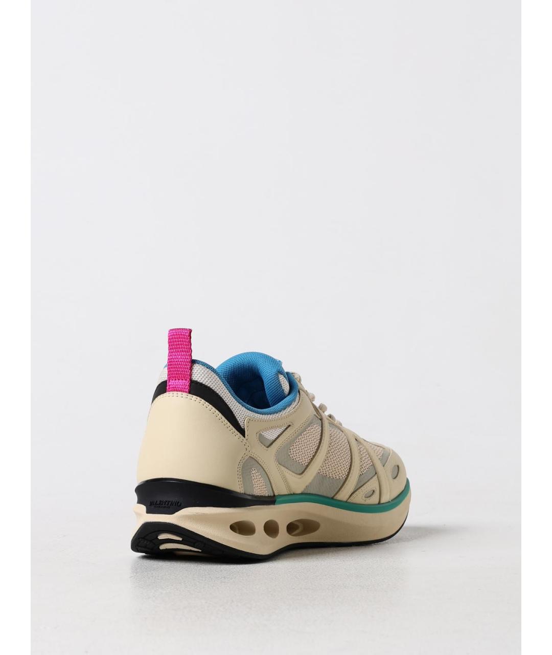 VALENTINO Бежевые кожаные низкие кроссовки / кеды, фото 3