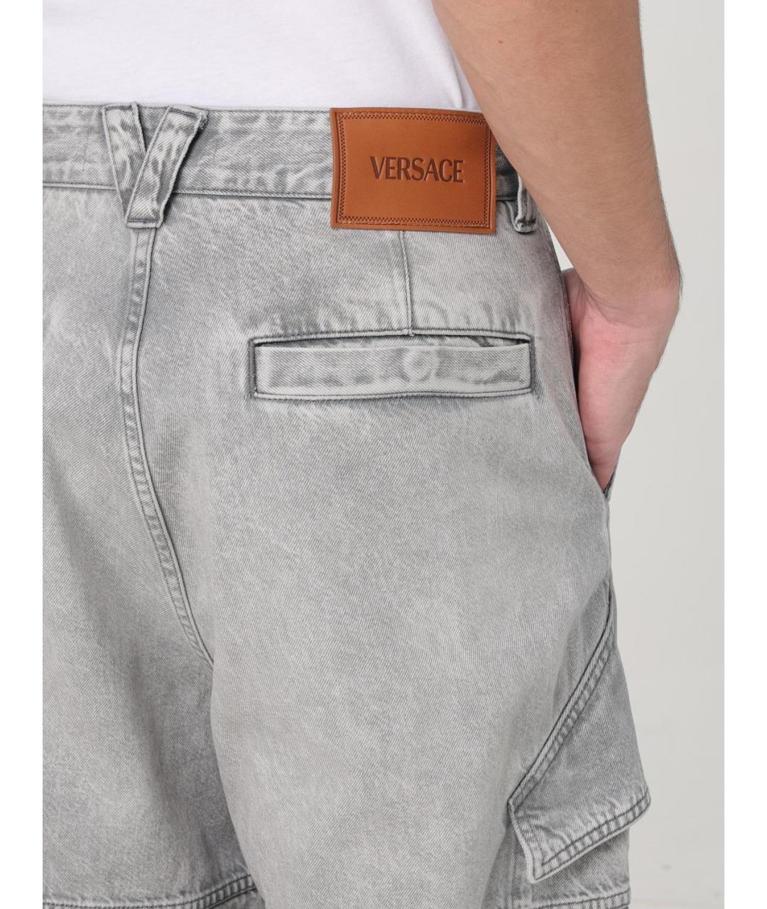 VERSACE Серые хлопковые прямые джинсы, фото 5