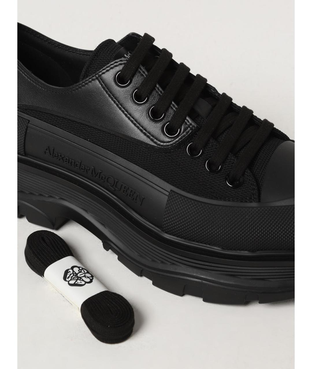 ALEXANDER MCQUEEN Черные кожаные низкие кроссовки / кеды, фото 4