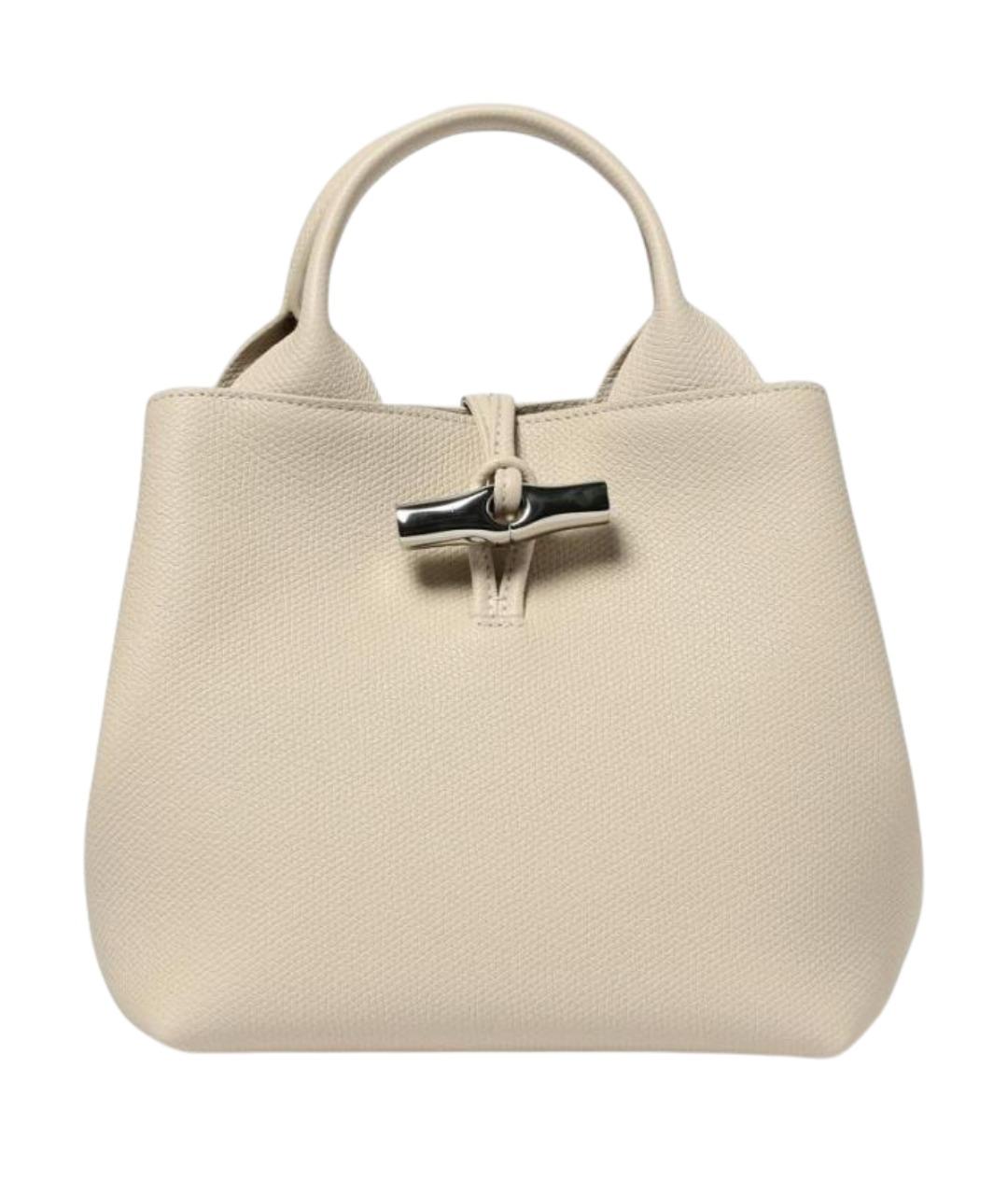 LONGCHAMP Белая кожаная сумка тоут, фото 1