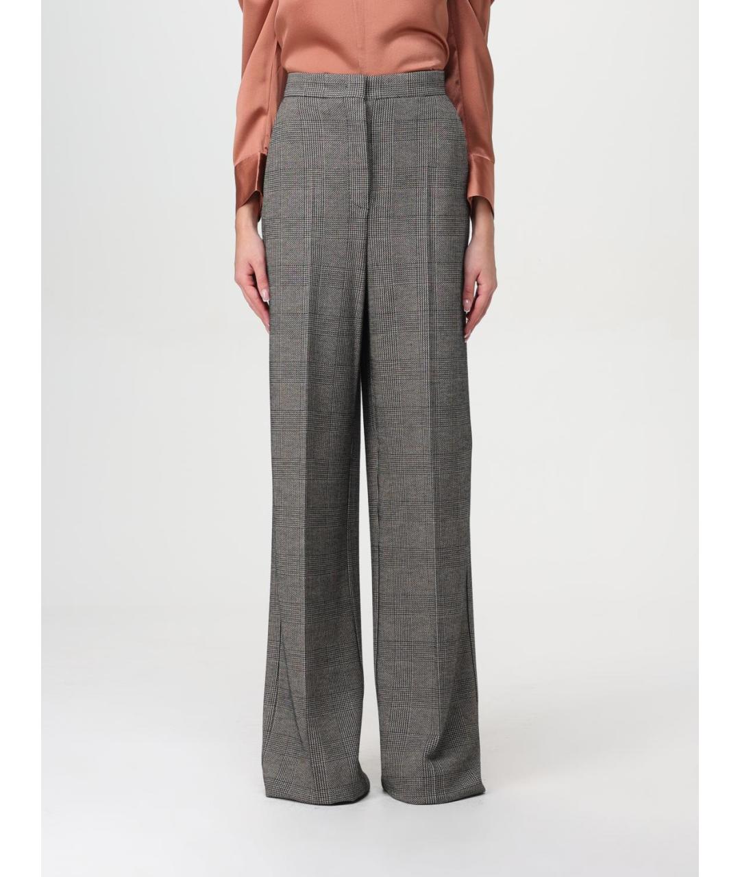 MAX MARA Серые шерстяные брюки широкие, фото 4