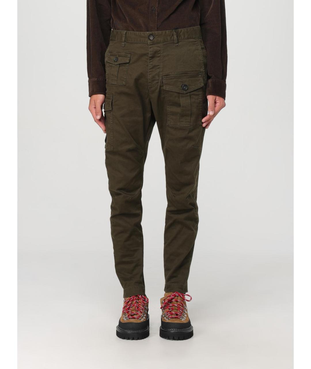 DSQUARED2 Хаки хлопковые повседневные брюки, фото 4