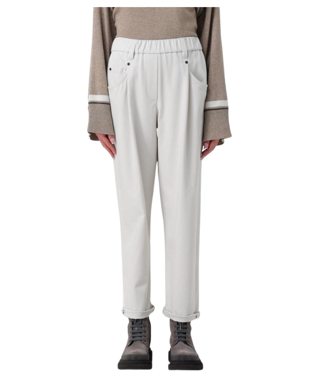 BRUNELLO CUCINELLI Серые хлопко-эластановые прямые брюки, фото 1