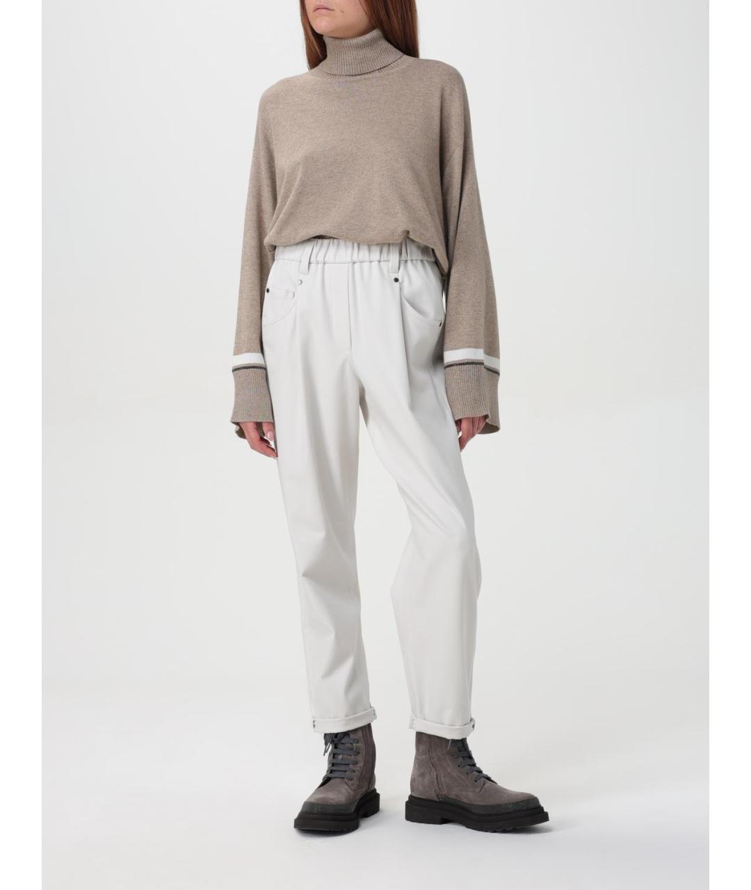 BRUNELLO CUCINELLI Серые хлопко-эластановые прямые брюки, фото 2