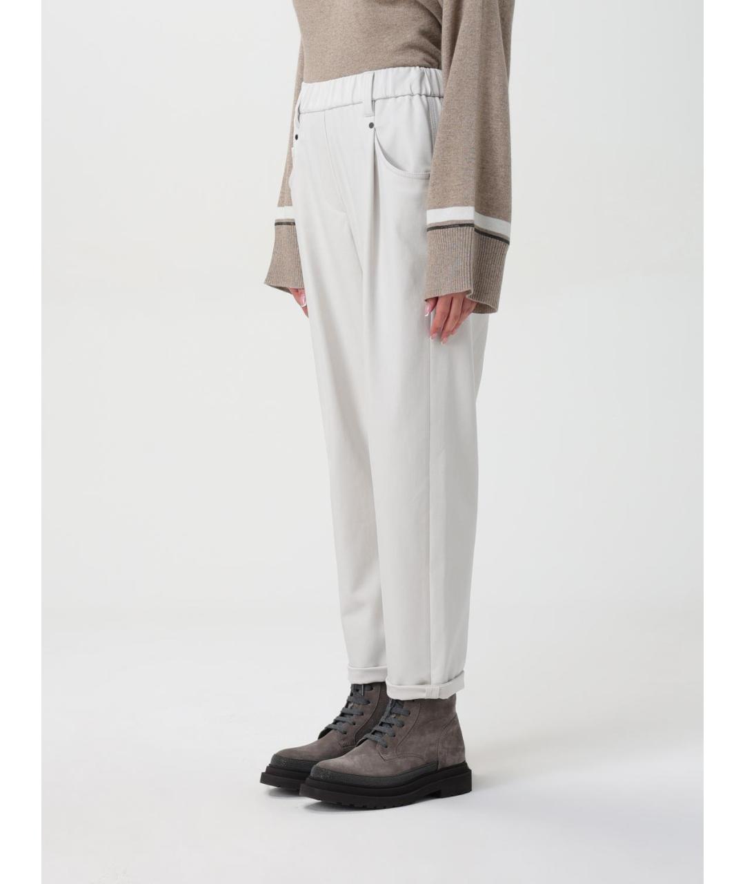 BRUNELLO CUCINELLI Серые хлопко-эластановые прямые брюки, фото 4