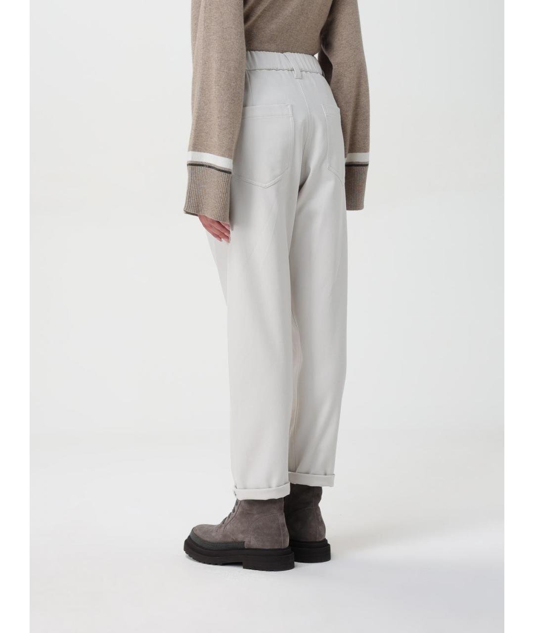 BRUNELLO CUCINELLI Серые хлопко-эластановые прямые брюки, фото 3