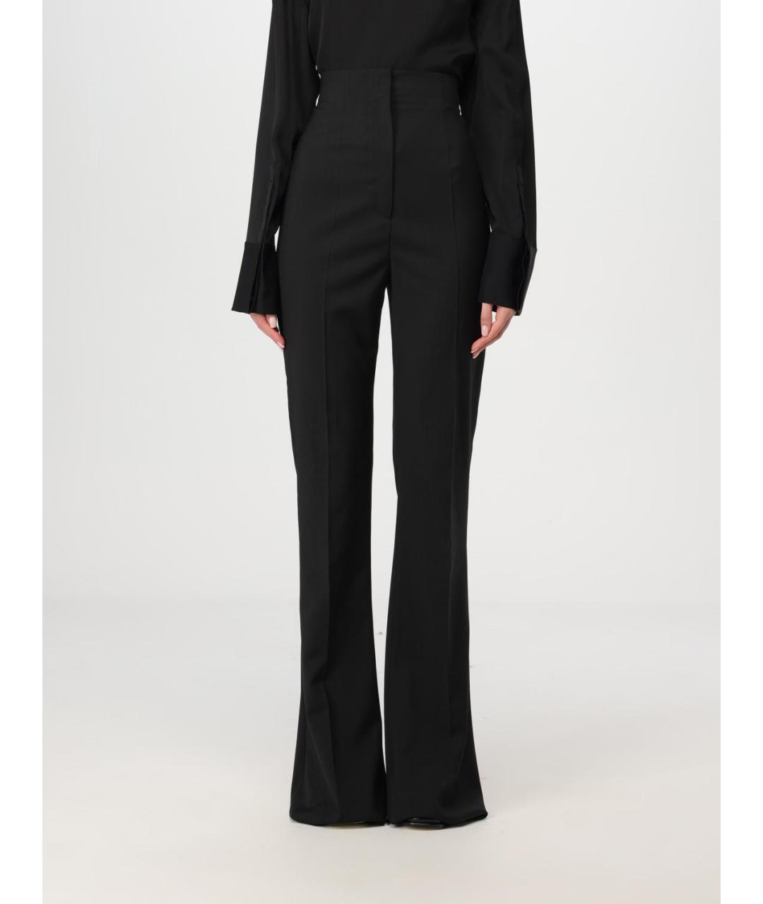 SPORTMAX Черные шерстяные прямые брюки, фото 5