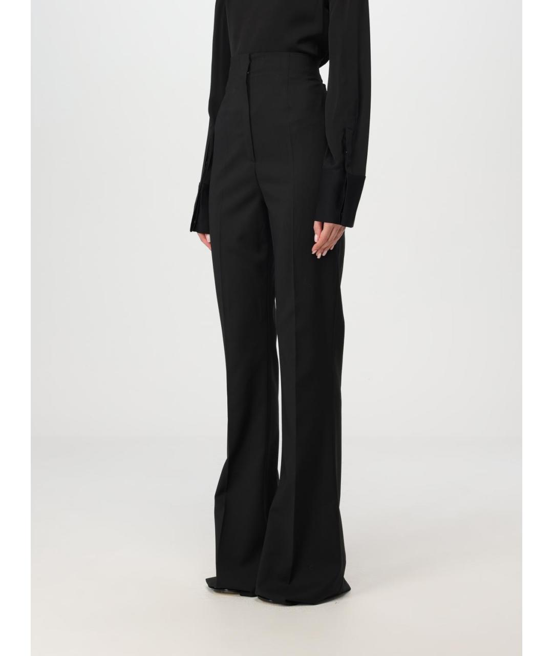 SPORTMAX Черные шерстяные прямые брюки, фото 3