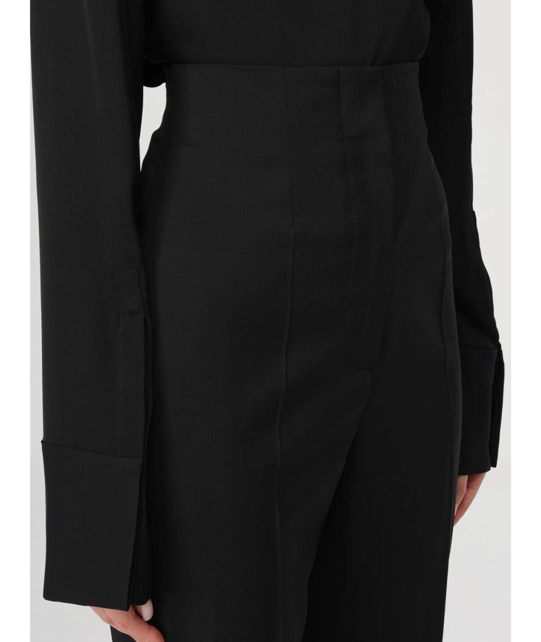 SPORTMAX Черные шерстяные прямые брюки, фото 4