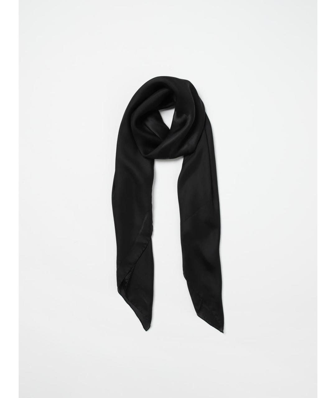 SAINT LAURENT Черный шелковый шарф, фото 2