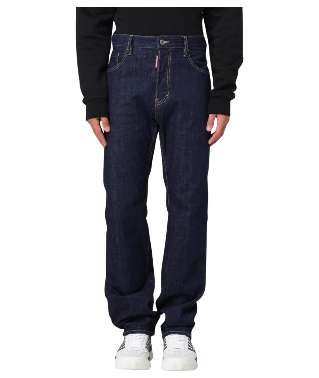 DSQUARED2 Темно-синие хлопковые прямые джинсы, фото 1