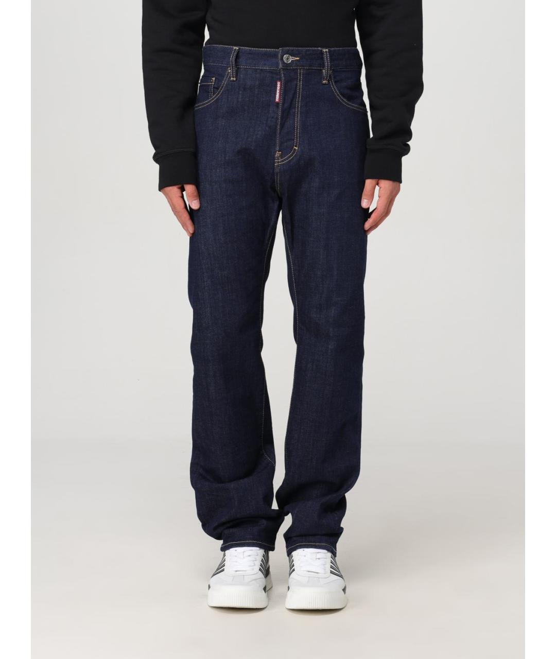 DSQUARED2 Темно-синие хлопковые прямые джинсы, фото 5