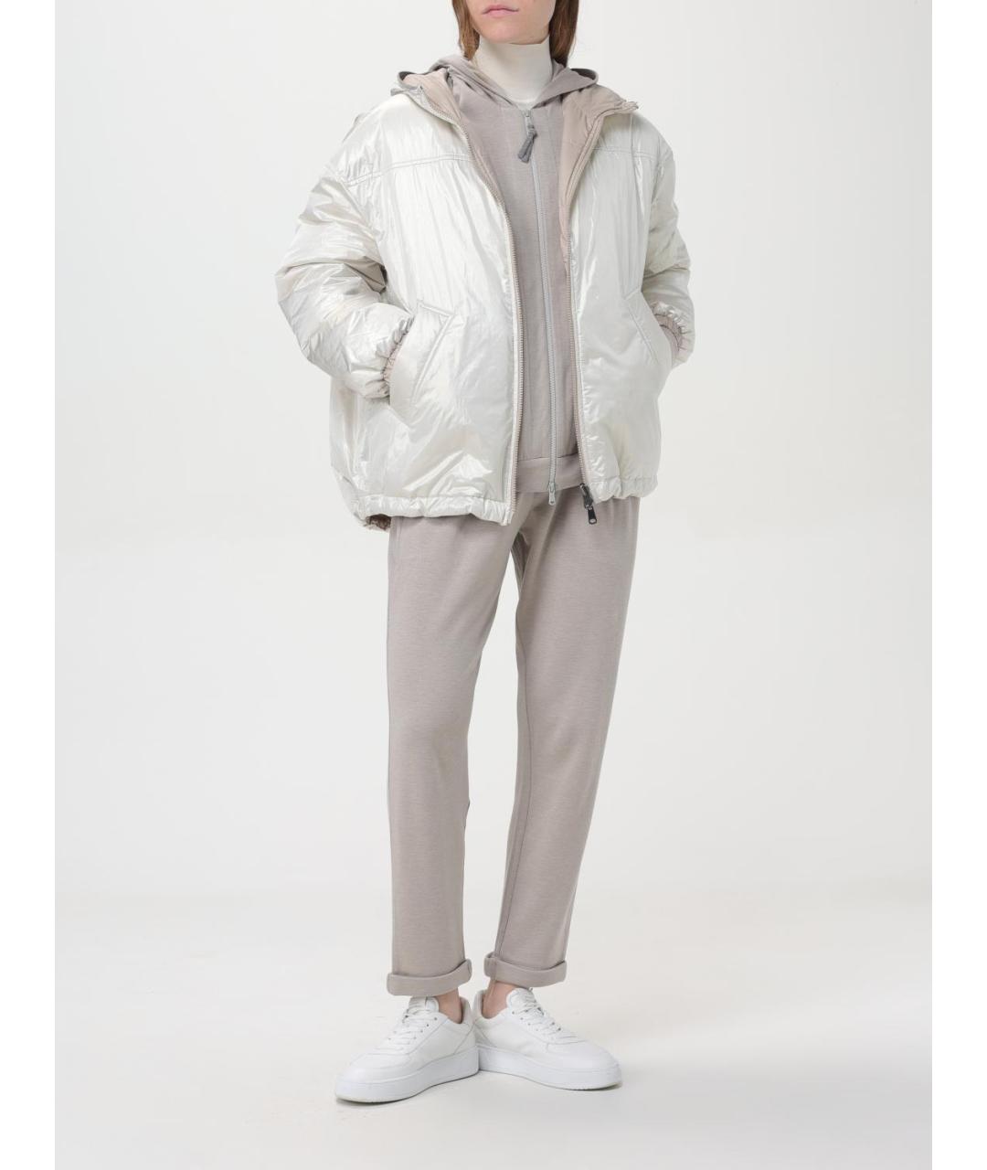 BRUNELLO CUCINELLI Бежевые хлопковые прямые брюки, фото 2