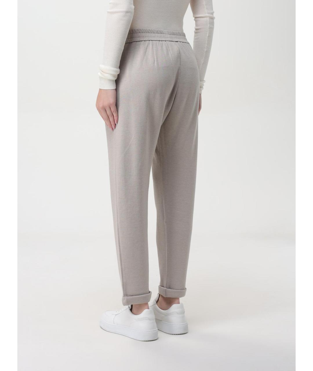 BRUNELLO CUCINELLI Бежевые хлопковые прямые брюки, фото 3