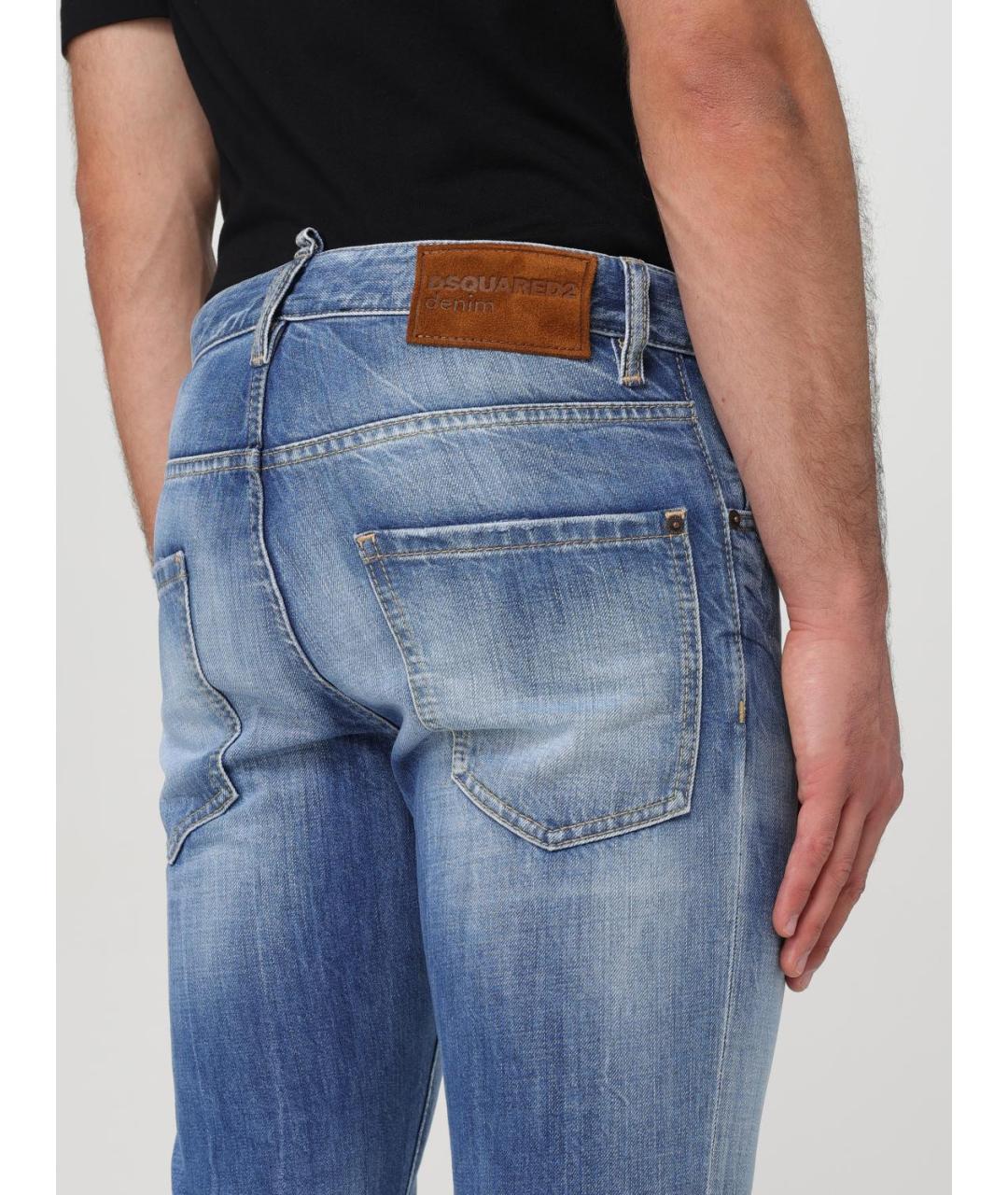 DSQUARED2 Голубые хлопковые прямые джинсы, фото 3