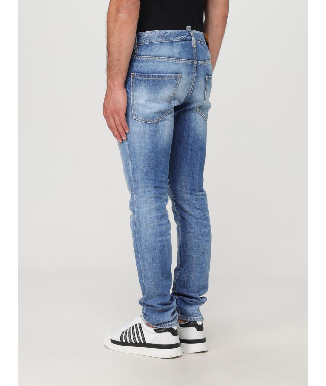 DSQUARED2 Голубые хлопковые прямые джинсы, фото 2