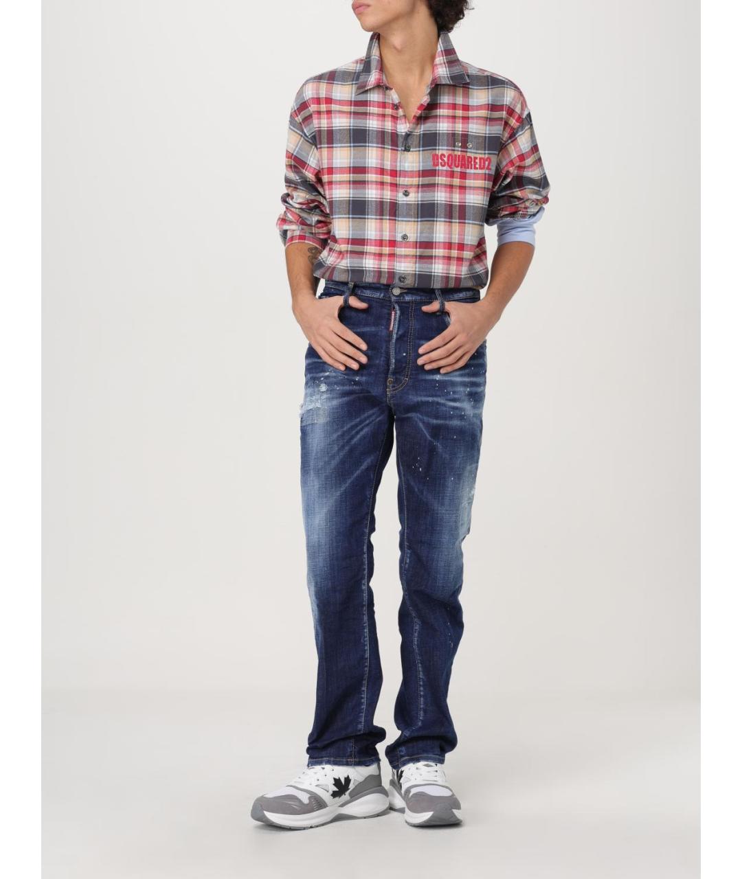 DSQUARED2 Синие хлопковые прямые джинсы, фото 2