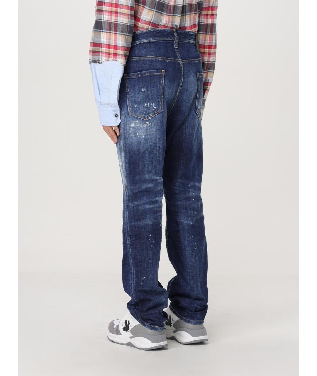 DSQUARED2 Синие хлопковые прямые джинсы, фото 3