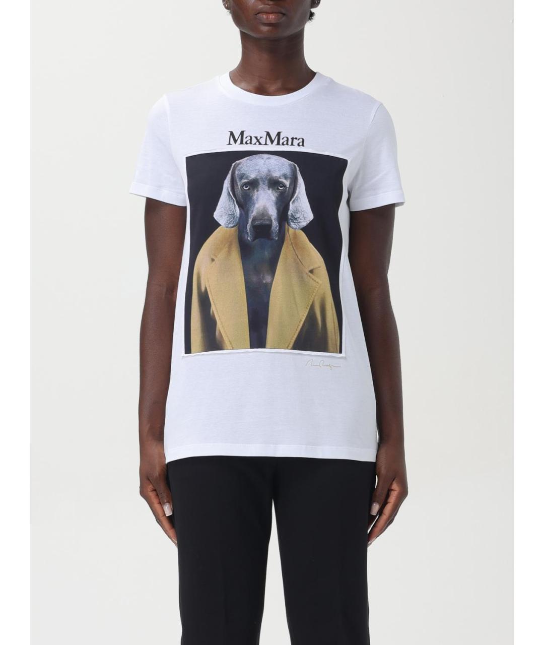 MAX MARA Белая хлопковая футболка, фото 6