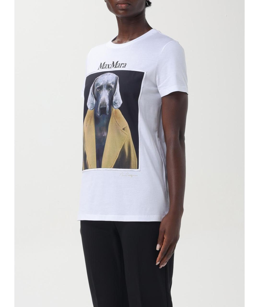 MAX MARA Белая хлопковая футболка, фото 4