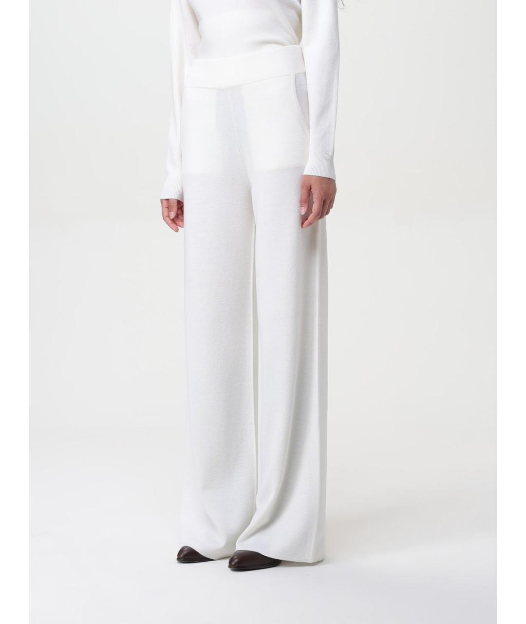 MAX MARA Белые шерстяные прямые брюки, фото 4