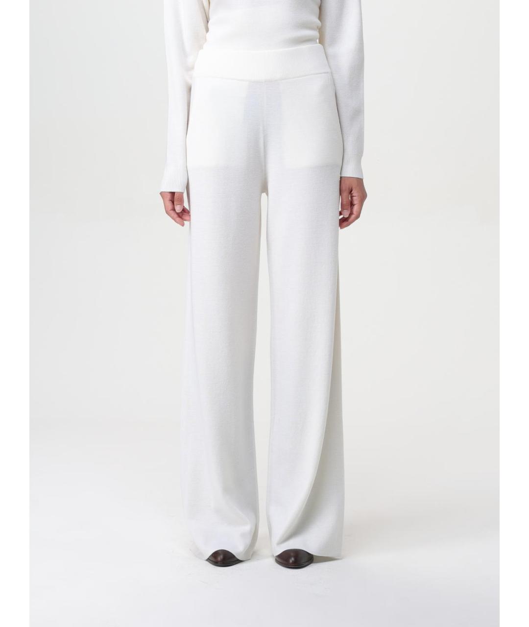 MAX MARA Белые шерстяные прямые брюки, фото 6