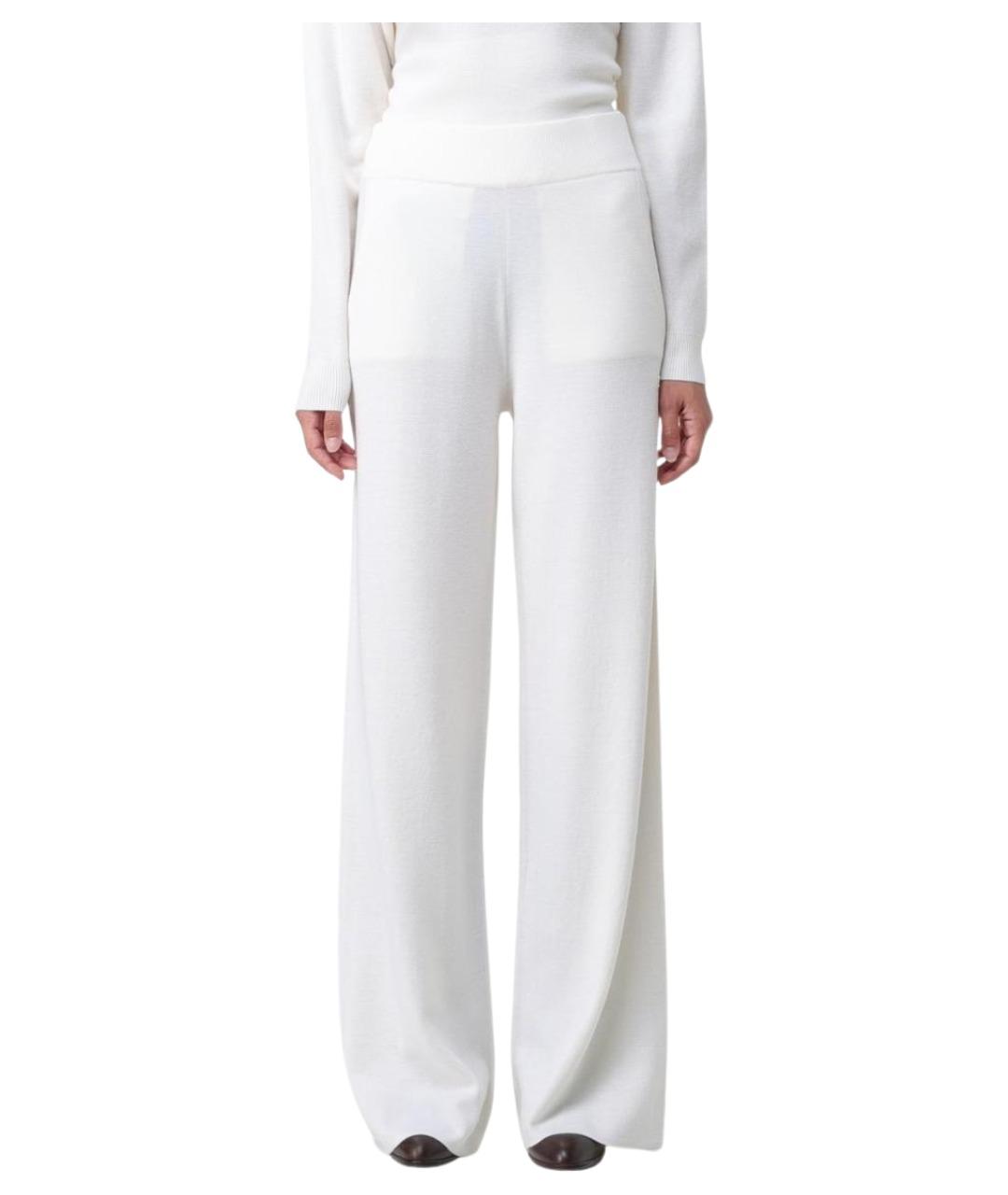 MAX MARA Белые шерстяные прямые брюки, фото 1