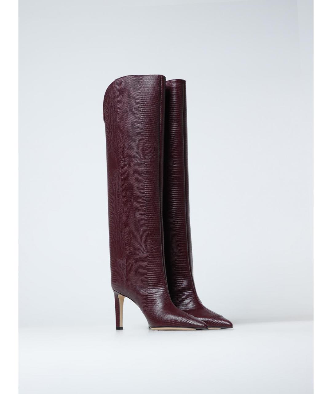 JIMMY CHOO Бордовые кожаные сапоги, фото 2