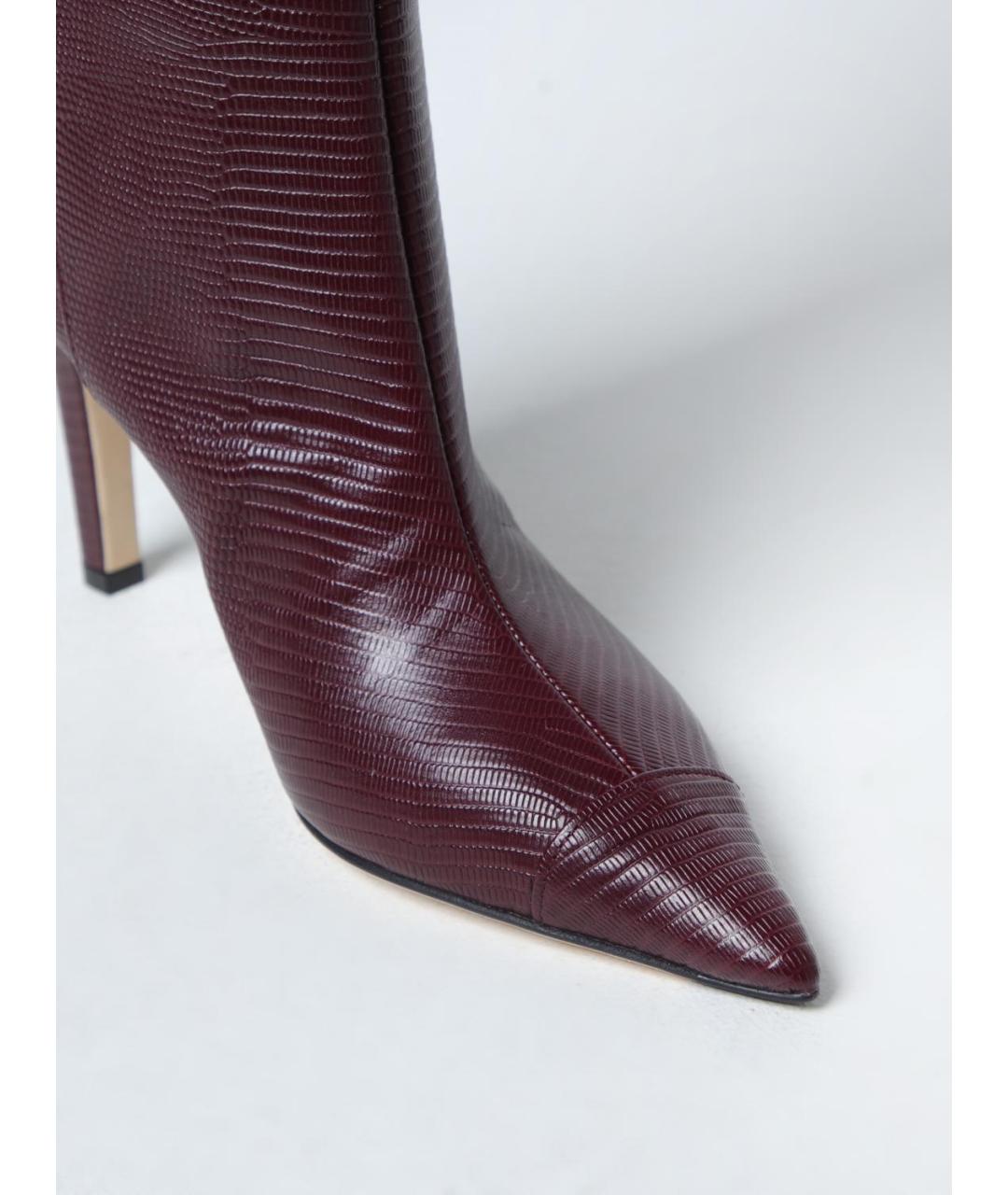JIMMY CHOO Бордовые кожаные сапоги, фото 4