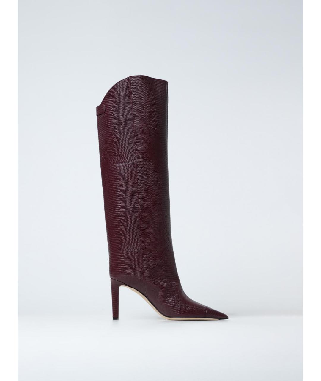 JIMMY CHOO Бордовые кожаные сапоги, фото 5