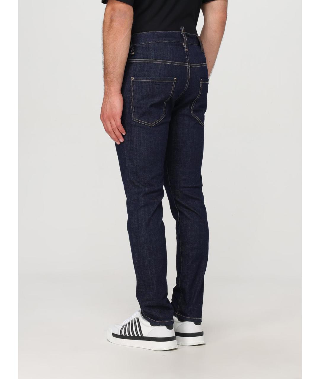 DSQUARED2 Темно-синие хлопко-полиэстеровые джинсы скинни, фото 3