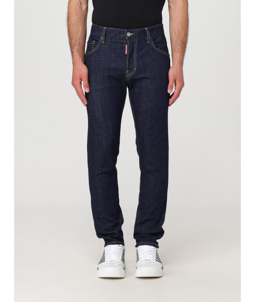 DSQUARED2 Темно-синие хлопко-полиэстеровые джинсы скинни, фото 2