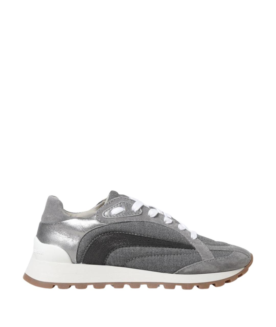 BRUNELLO CUCINELLI Серые текстильные кроссовки, фото 1
