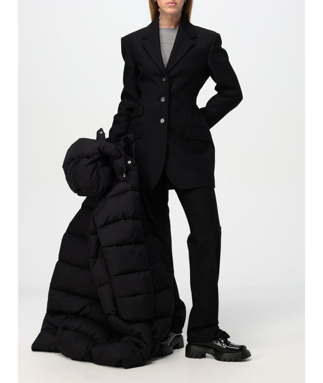 SPORTMAX Черные шерстяные прямые брюки, фото 2