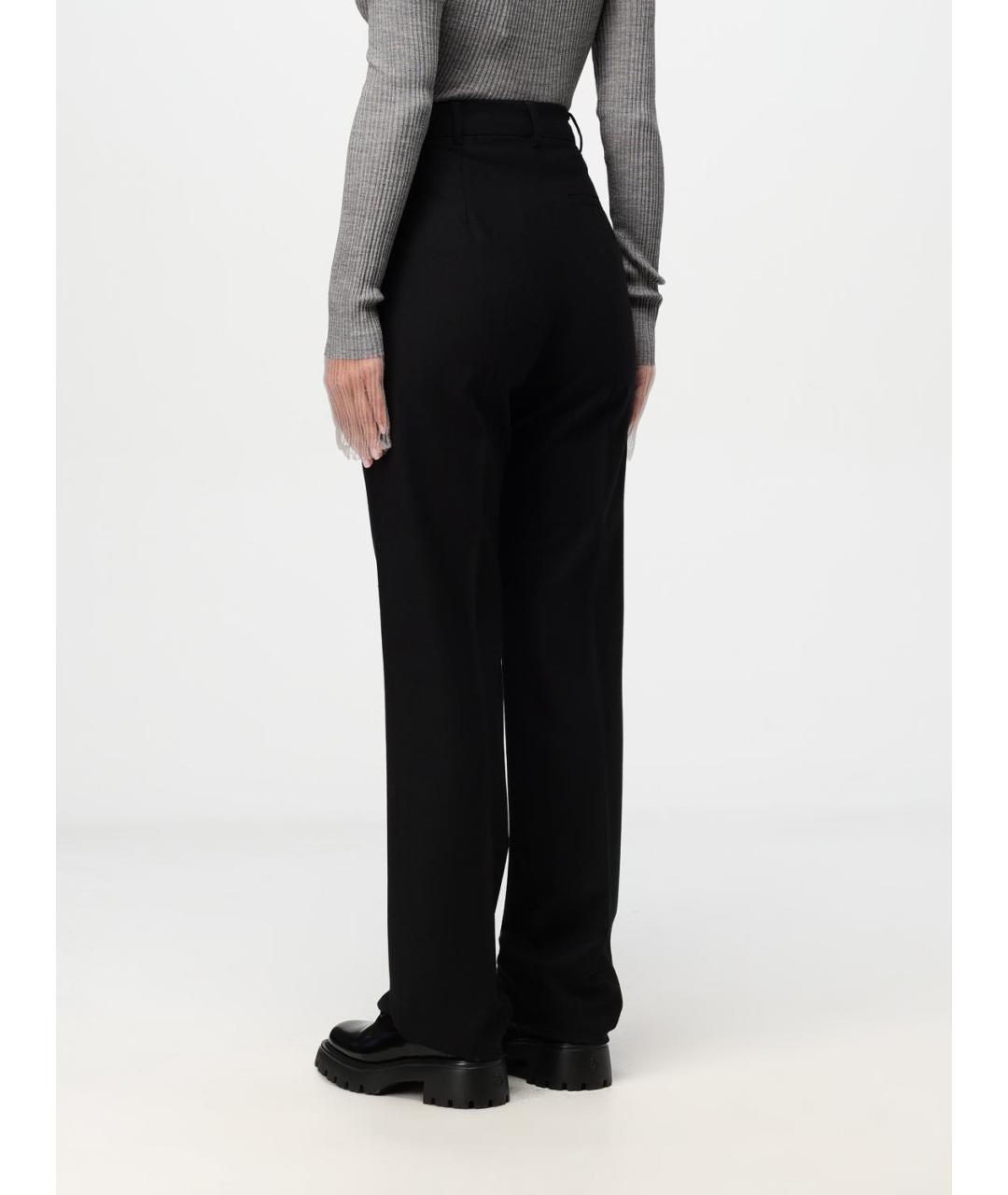 SPORTMAX Черные шерстяные прямые брюки, фото 3