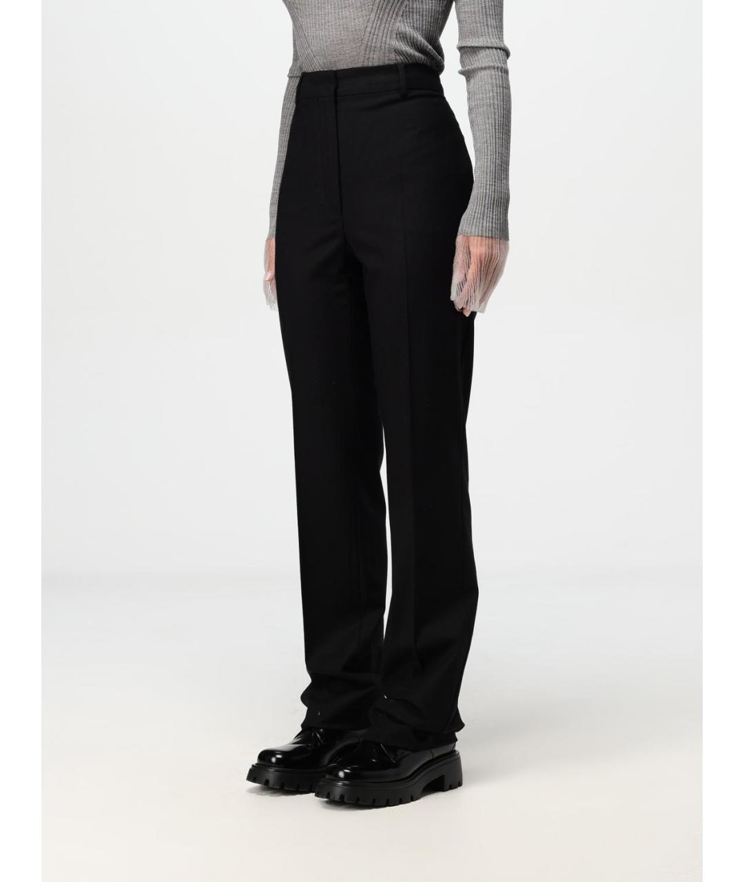 SPORTMAX Черные шерстяные прямые брюки, фото 4