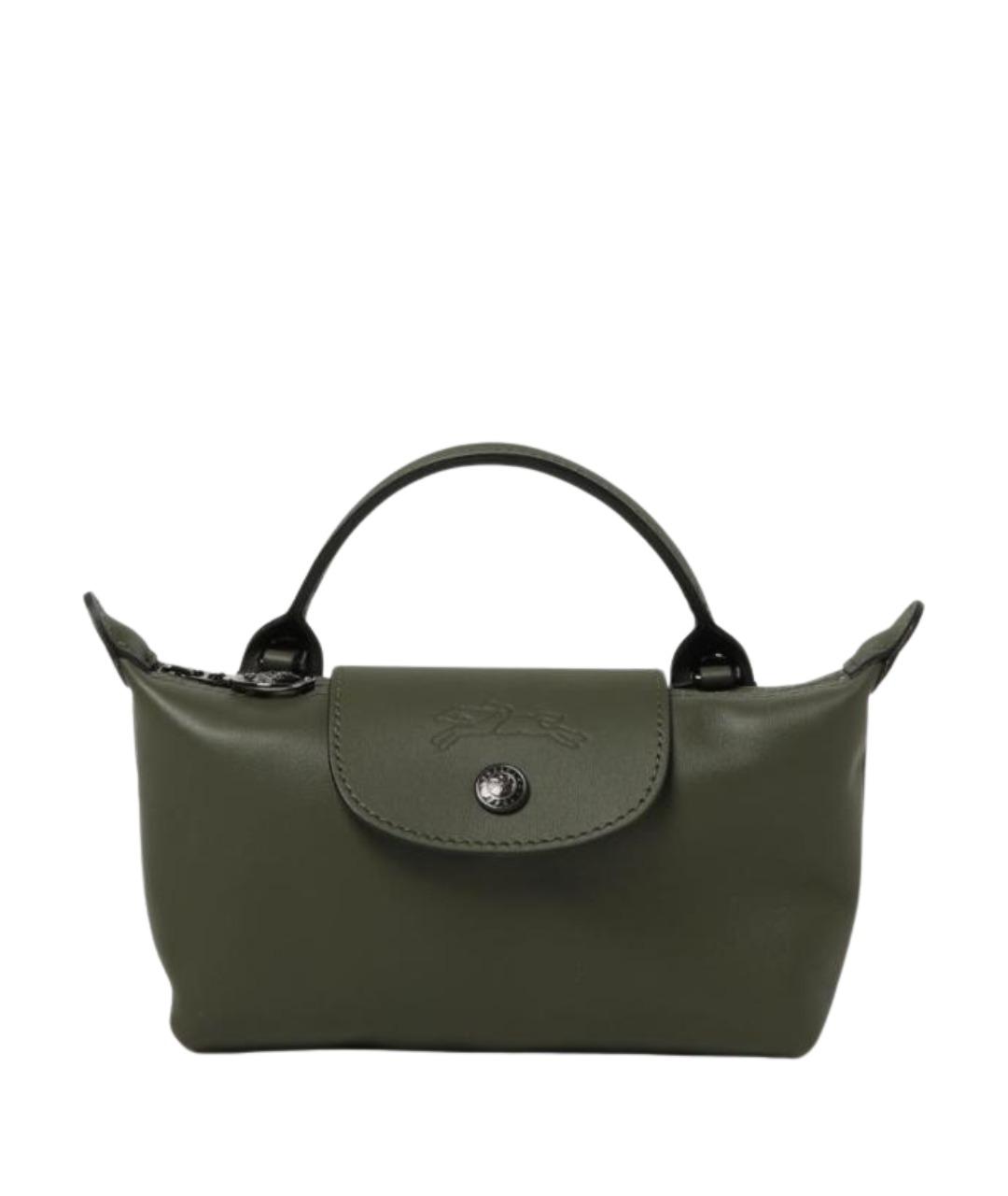 LONGCHAMP Зеленая кожаная сумка с короткими ручками, фото 1
