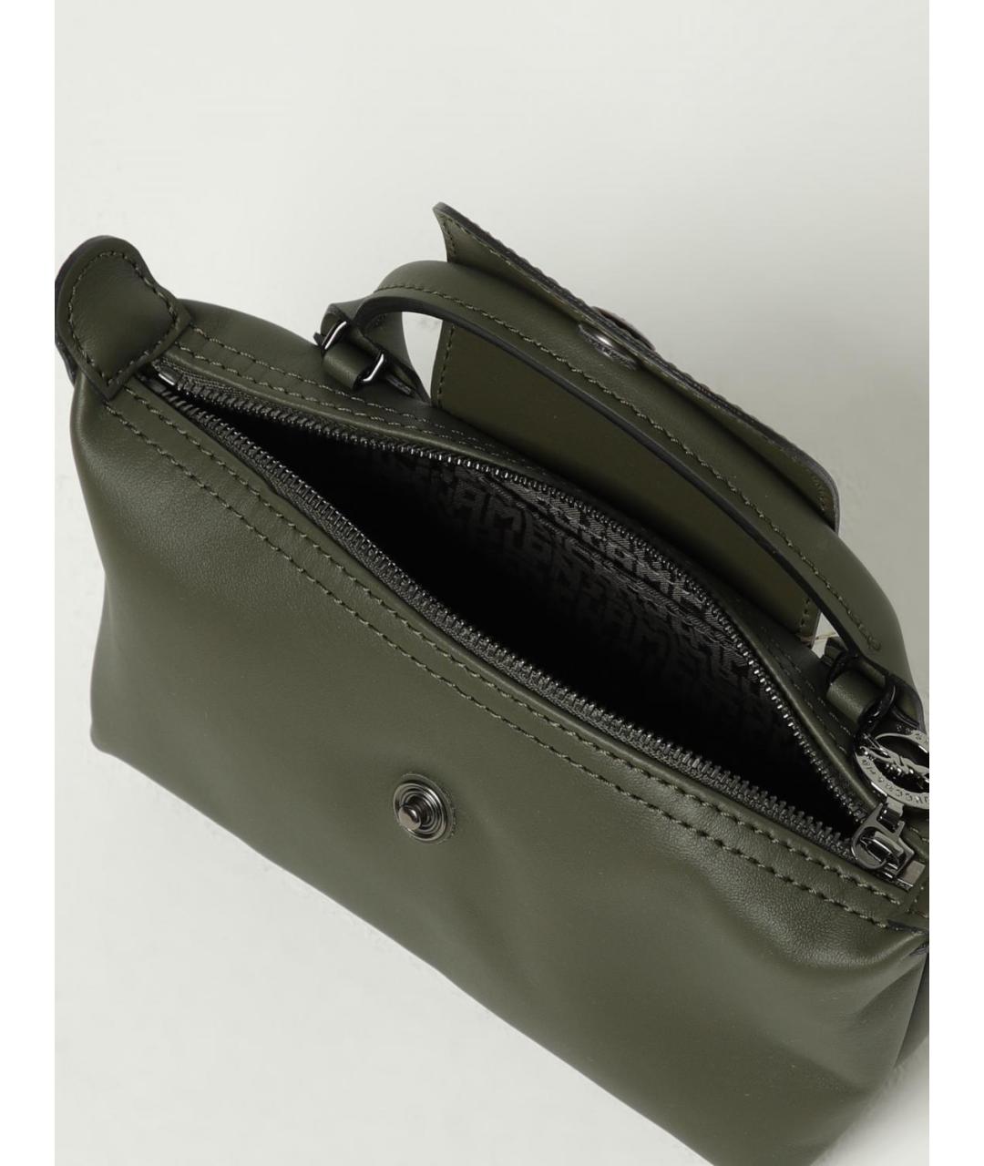 LONGCHAMP Зеленая кожаная сумка с короткими ручками, фото 3