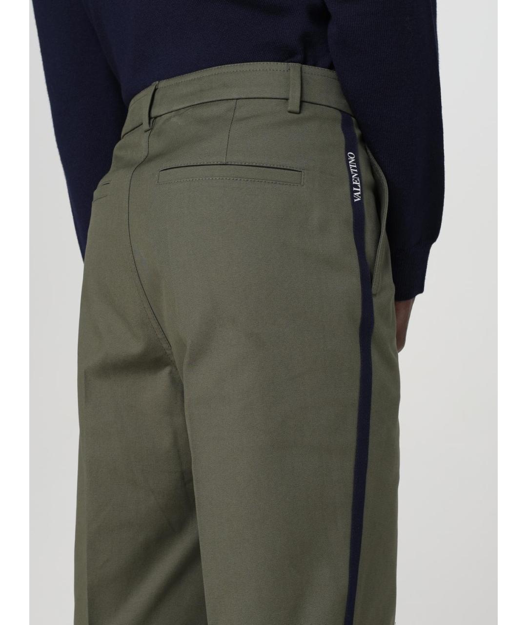 VALENTINO Хаки хлопковые повседневные брюки, фото 5